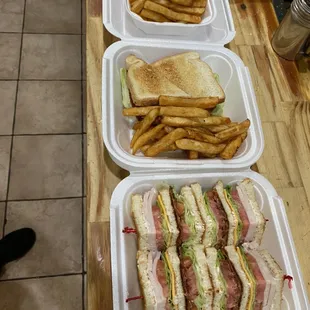 Turkey and bacon club sandwich