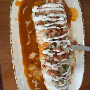 Wet adobado burrito
