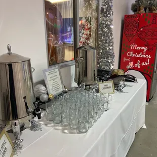 Will suggested we do a hot chocolate station! It was such a hit. The bartenders added adult beverages to the hot chocolate as well!