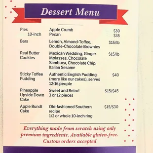 Anytime dessert menu. Call me to order!
