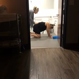 Karen pressing on my back during contractions