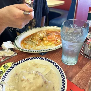 Spanish Omelette with biscuits and gravy