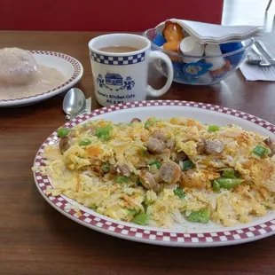 Hobo Scramble w/Sausage and Biscuit and Gravy.