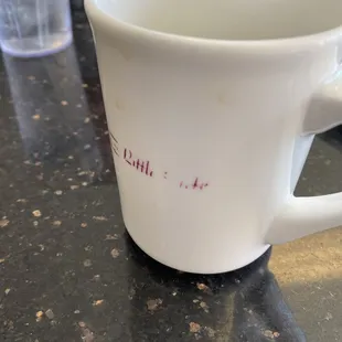 Coffee cup has wear and tear!  Good shtufff!