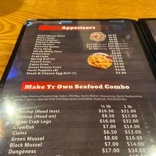 menu
