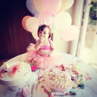 Yummy buttermilk cream cake for elena's first birthday smash cake!