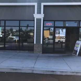 the entrance to the restaurant