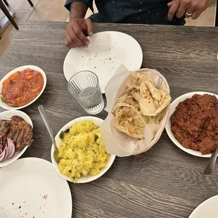 Appam, beef, prawn curry, kappa etc
