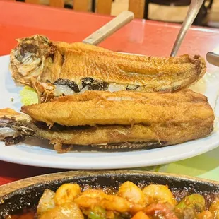 two plates of food on a table