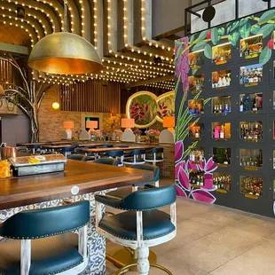 Tequila lockers, bar and dining room