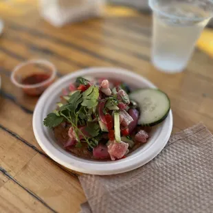 Ahi ceviche tostada