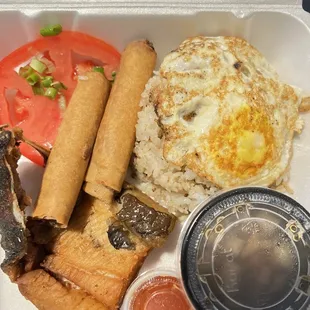 a styrofoam container filled with food