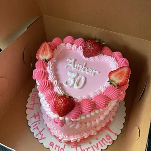 Custom heart shaped birthday cake