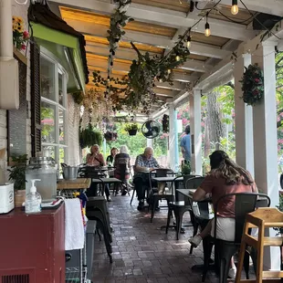 people eating outside