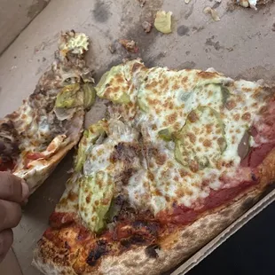 a half eaten pizza