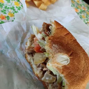 a sandwich and french fries