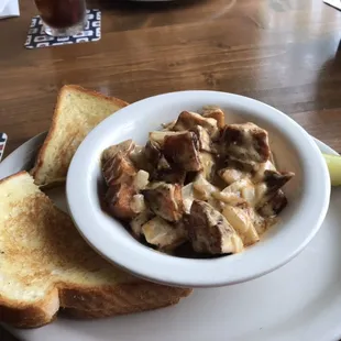 Extra cheese toasted cheese sandwich with Cajun potato salad and Ham, cheese, and pineapple sandwich with homemade chips.  Yummy!