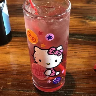 a hello kitty drink with a straw