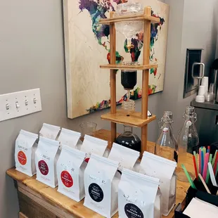 a variety of coffee bags
