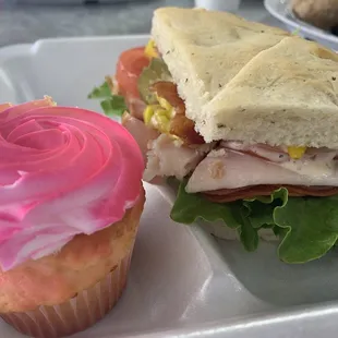 Karma Sandwich and vanilla cupcake