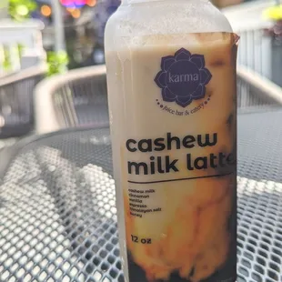 Cashew Milk Latte - sweetened with honey. Delicious!