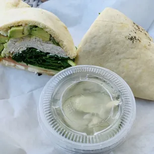 Sep 21 - Love their naanwich w/ Avocado &amp; Chicken. $14. w/ side - pickles - not for me, like the apples better.