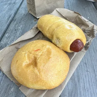 Smoked Brisket Kolache &amp; Jumbo Sausage and Cheese Kolache