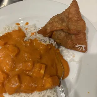 Paneer Tikka Butter Masala and samosa