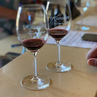 two glasses of red wine