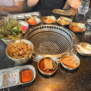 Eating kbbq with friends