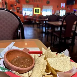 Complimentary Chips &amp; Salsa, caution- salsa is very spicy!