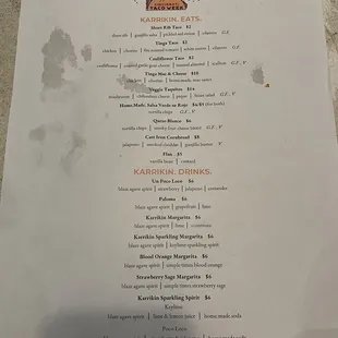 Taco Week menu