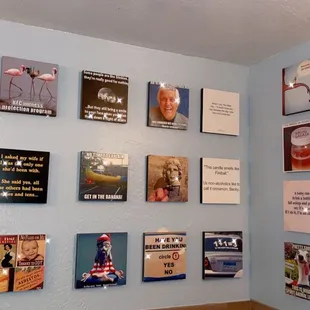a wall full of posters