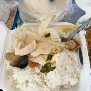 Tom Kha Gai served over rice