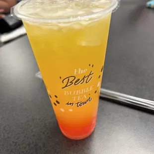 a drink in a plastic cup