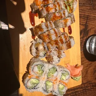 Tempura shrimp roll and California roll