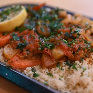 Seafood tagine with couscous
