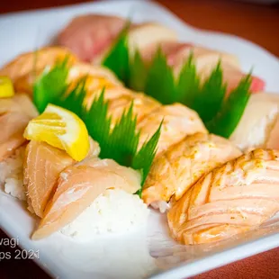 Nigiri Albacore Tuna, Hamachi, Tuna