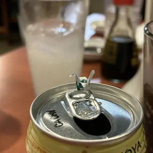 forgot to take a pic of the delicious sushi, but we made this tiny crane :)