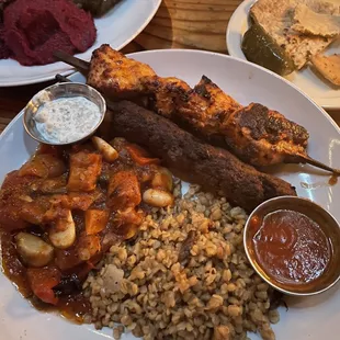 Chicken and Lamb Skewers plate