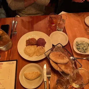 Letting our server choose our whole meal for us. Starting with the sampler plate