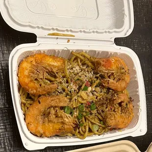 Garlic noodles with shrimp. Highly recommend