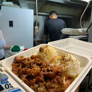 Belly Plate Braised Pork Belly w/ Rice &amp; Mac Salad Bombtastic af