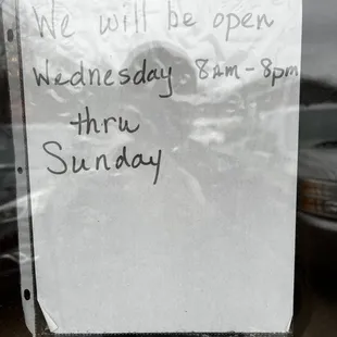 a sign in the window