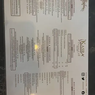 Menu front