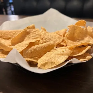 a bowl of chips on a table