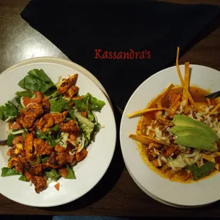 two plates of food on a table