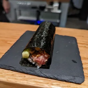 Hand rolls: about street taco sized -- 3 plus a Crudo was plenty for me.