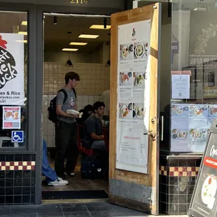 the entrance to the restaurant