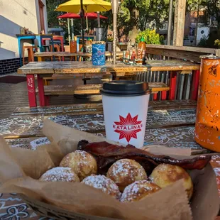 Pancake balls and sweet, spicy bacon